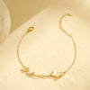 Wholesale Summer Trend Ins Wind White Shell Butterfly Diamond Double Stacked Anklet Stainless Steel 18K Geometric Foot Chain