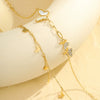Wholesale Summer Trend Ins Wind White Shell Butterfly Diamond Double Stacked Anklet Stainless Steel 18K Geometric Foot Chain