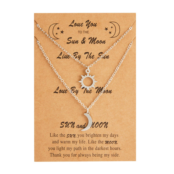 Wholesale Sun Moon Star Hollow Couple Necklace Set In Stainless Steel With Electroplating Alloy Resin Pendant And O Chain