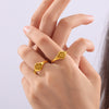 Wholesale Sun Pattern Surface Carving Simple Retro Design Women's Ring Titanium Steel 18K Gold Plated Electroplating