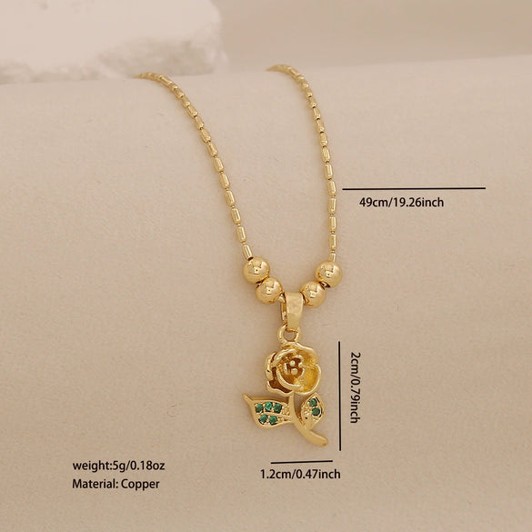 Wholesale Sunflower Pendant Necklace Light Luxury 18K Plated Copper Floral Pastoral Style Jewelry