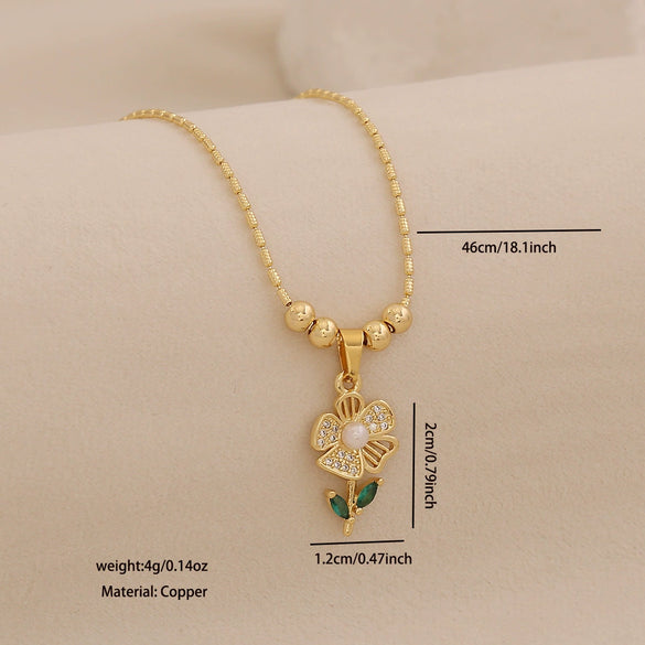 Wholesale Sunflower Pendant Necklace Light Luxury 18K Plated Copper Floral Pastoral Style Jewelry
