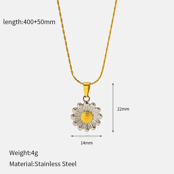 Wholesale Sunflower Pendant Stainless Steel Electroplated Clavicle Necklace For Women