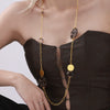 Wholesale Sweater Necklace 316L Stainless Steel Acrylic Leopard Print Disc Electroplated Geometric Light Luxury Women's