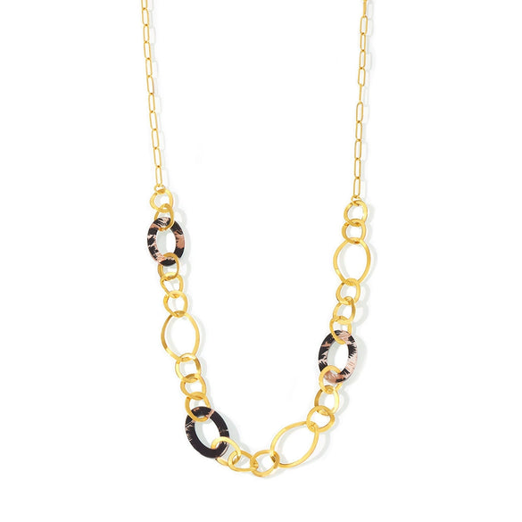Wholesale Sweater Necklace 316L Stainless Steel 18K Gold Plated Leopard Print Geometric Light Luxury Handmade For Women