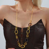 Wholesale Sweater Necklace 316L Stainless Steel 18K Gold Plated Leopard Print Geometric Light Luxury Handmade For Women