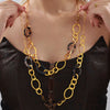 Wholesale Sweater Necklace 316L Stainless Steel 18K Gold Plated Leopard Print Geometric Light Luxury Handmade For Women