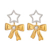 Wholesale Sweet And Cool Style Bow Earrings Stainless Steel 18K Gold Electroplated Non Fading Waterproof