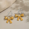 Wholesale Sweet And Cool Style Bow Earrings Stainless Steel 18K Gold Electroplated Non Fading Waterproof