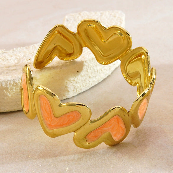 Wholesale Sweet And Cool Style Drip Oil Stainless Steel Heartshaped Enamel Bracelet Jewelry