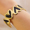 Wholesale Sweet And Cool Style Drip Oil Stainless Steel Heartshaped Enamel Bracelet Jewelry
