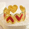 Wholesale Sweet And Cool Style Drip Oil Stainless Steel Heartshaped Enamel Bracelet Jewelry