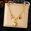 Wholesale Sweet And Cool Style Electroplated Stainless Steel Heartshaped Handwoven Rope Chain Necklace For Women