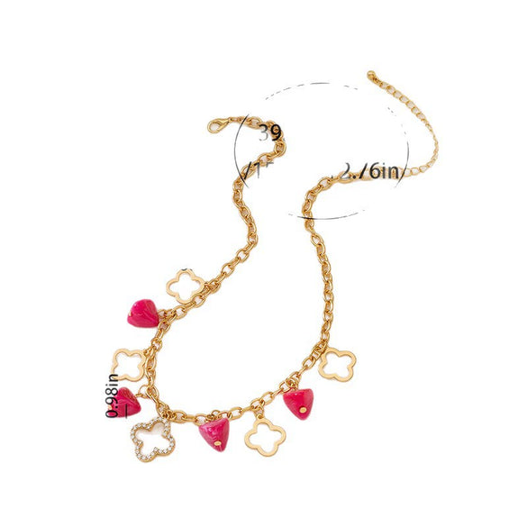 Wholesale Sweet And Cool Style Flower Shaped Zinc Alloy Electroplated Pendant Necklace And Earrings For Women