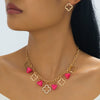 Wholesale Sweet And Cool Style Flower Shaped Zinc Alloy Electroplated Pendant Necklace And Earrings For Women