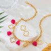 Wholesale Sweet And Cool Style Flower Shaped Zinc Alloy Electroplated Pendant Necklace And Earrings For Women