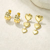 Wholesale Sweet And Cool Style Geometric Heart Shaped Real Gold Plated Stainless Steel Earrings For Couples