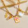 Wholesale Sweet And Cool Style Gold Electroplated Stainless Steel Heart Shape Musical Note Pendant Necklace For Women