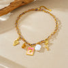 Wholesale Sweet And Cool Style Gold Electroplated Stainless Steel Heart Shape Musical Note Pendant Necklace For Women