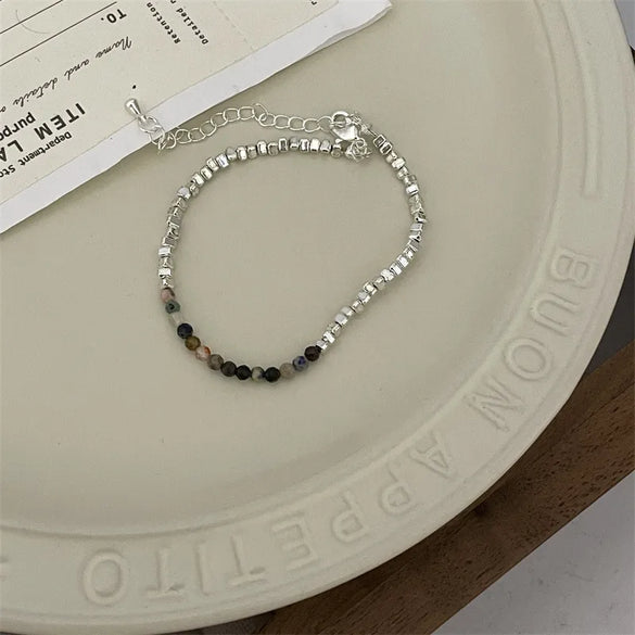 Sweet Color Block Natural Stone Stone Asymmetrical Beaded Bracelets