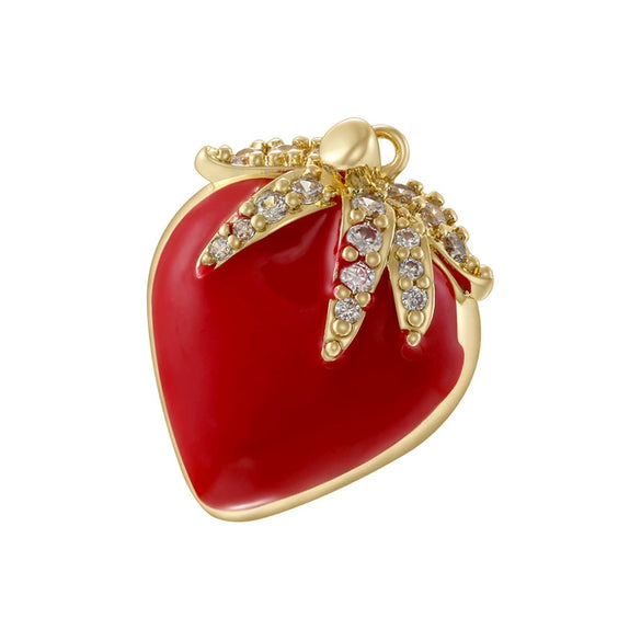 Wholesale Sweet Colorful Oildripping Copper Fruit Pendant For Women Bracelet Necklace Charm