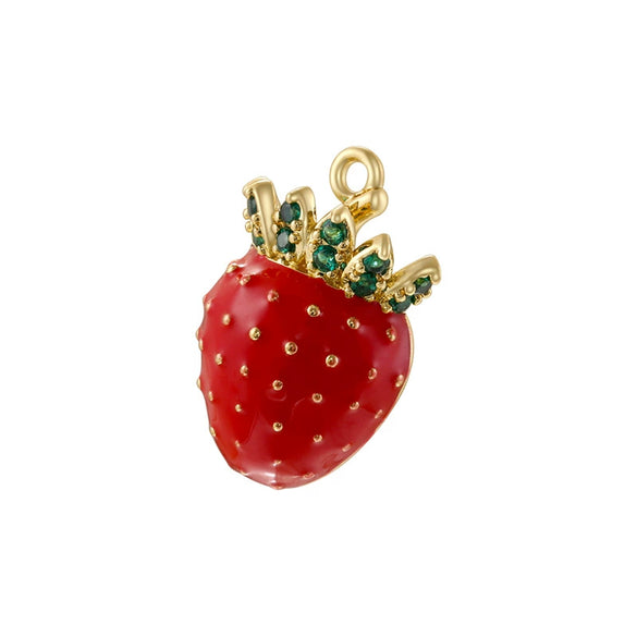 Wholesale Sweet Colorful Oildripping Copper Fruit Pendant For Women Bracelet Necklace Charm