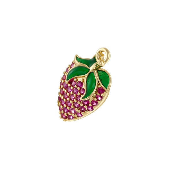 Wholesale Sweet Colorful Oildripping Copper Fruit Pendant For Women Bracelet Necklace Charm