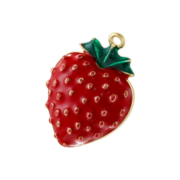 Wholesale Sweet Colorful Oildripping Copper Fruit Pendant For Women Bracelet Necklace Charm