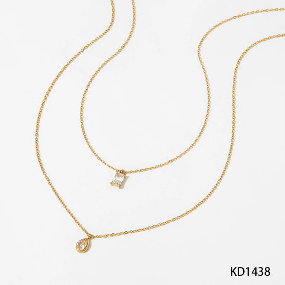 Wholesale Sweet Cool Double Layer Overlapping Clavicle Chain For Women Stainless Steel Titanium Steel Geometric Electroplated Necklace