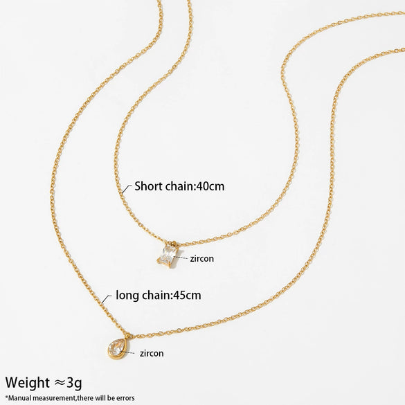Wholesale Sweet Cool Double Layer Overlapping Clavicle Chain For Women Stainless Steel Titanium Steel Geometric Electroplated Necklace