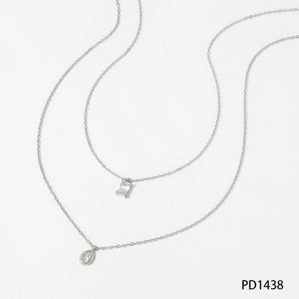 Wholesale Sweet Cool Double Layer Overlapping Clavicle Chain For Women Stainless Steel Titanium Steel Geometric Electroplated Necklace
