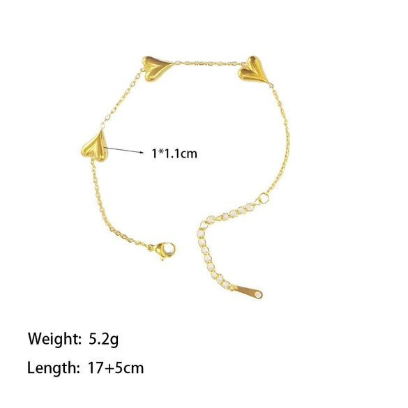 Wholesale Sweet Cool Style Love Water Drop Bell Pattern Titanium Steel Electroplated Heart Necklace And Bracelet Jewelry Set For Women