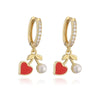 Wholesale Sweet Copper Earrings With Colored Diamond Fruit Cherry Strawberry And Animal Bear Paw Patterns And Zirconia Treatment