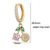 Wholesale Sweet Copper Earrings With Colored Diamond Fruit Cherry Strawberry And Animal Bear Paw Patterns And Zirconia Treatment
