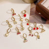 Wholesale Sweet Copper Earrings With Colored Diamond Fruit Cherry Strawberry And Animal Bear Paw Patterns And Zirconia Treatment