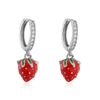 Wholesale Sweet Copper Earrings With Colored Diamond Fruit Cherry Strawberry And Animal Bear Paw Patterns And Zirconia Treatment