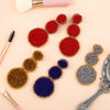 Wholesale Sweet Cute Heart Round Stitching Women's Fashion Earrings With Beads And Alloy Handmade Geometric Style