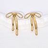 Wholesale Sweet Electroplated 18K Gold Stainless Steel Bow Earrings For Women