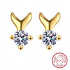 Wholesale Sweet Fishtail 925 Silver Diamond Earrings For Women With Electroplating