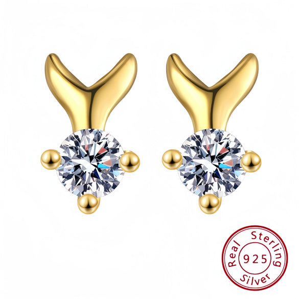 Wholesale Sweet Fishtail 925 Silver Diamond Earrings For Women With Electroplating
