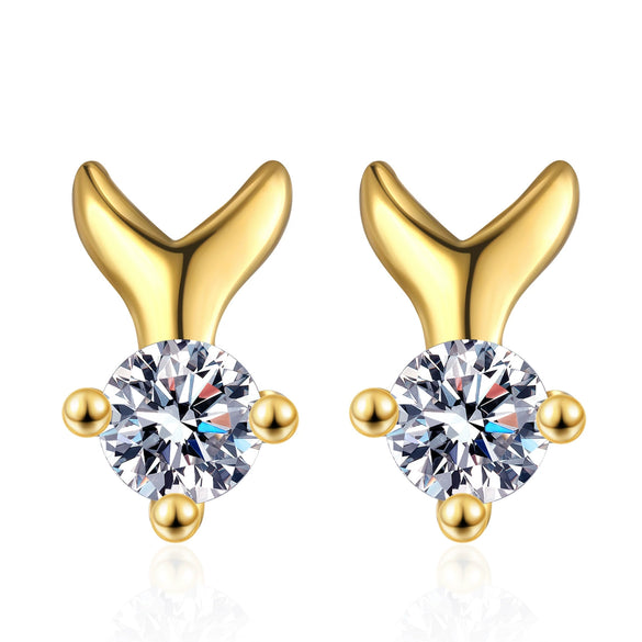 Wholesale Sweet Fishtail 925 Silver Diamond Earrings For Women With Electroplating