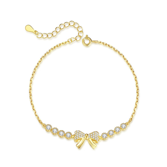 Wholesale Sweet Flash Bow Bracelet For Women S925 Sterling Silver Electroplated