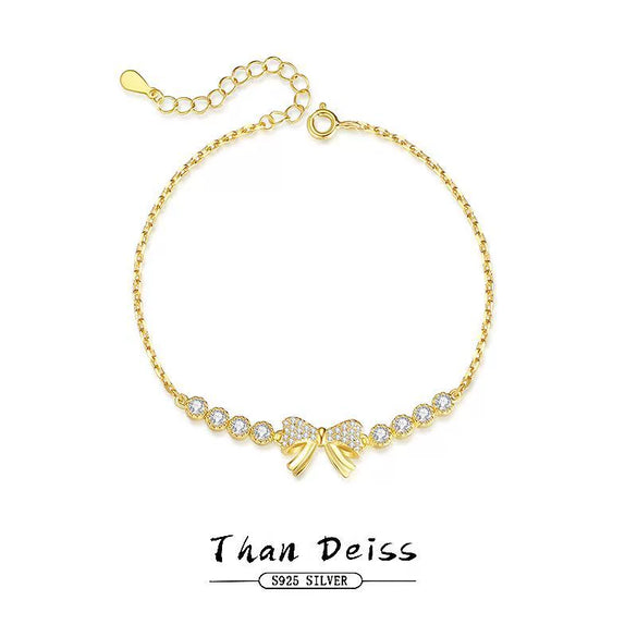 Wholesale Sweet Flash Bow Bracelet For Women S925 Sterling Silver Electroplated