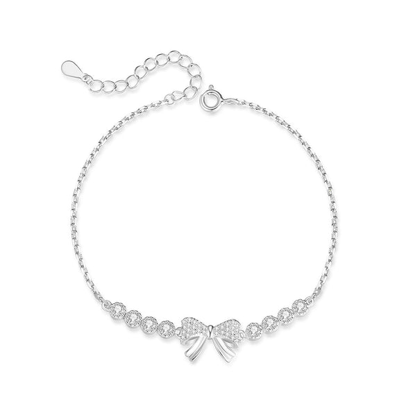 Wholesale Sweet Flash Bow Bracelet For Women S925 Sterling Silver Electroplated