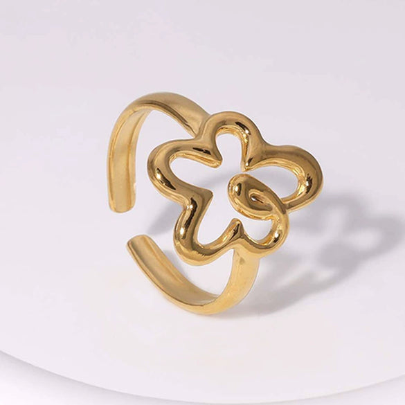 Wholesale Sweet Flower Open Ring For Women Stainless Steel Electroplated