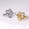 Wholesale Sweet Flower Open Ring For Women Stainless Steel Electroplated