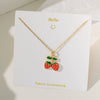 Wholesale Sweet Fruit Geometric Design Copper And Titanium Steel Electroplated Pendant Necklace For Women With O Word Chain