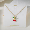 Wholesale Sweet Fruit Geometric Design Copper And Titanium Steel Electroplated Pendant Necklace For Women With O Word Chain