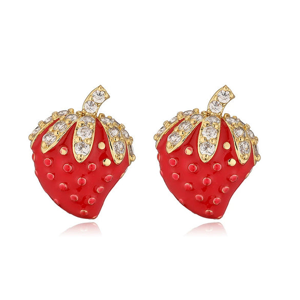 Wholesale Sweet Fruit Style Copper Ear Jewelry With Zirconia Design