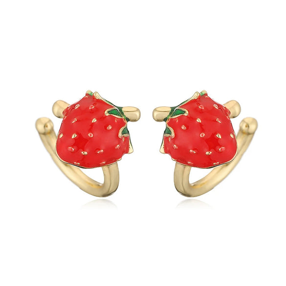 Wholesale Sweet Fruit Style Copper Ear Jewelry With Zirconia Design